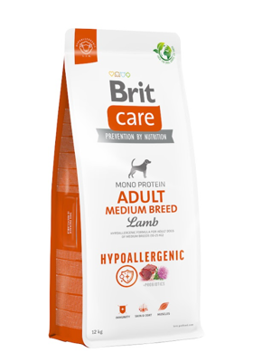 BRIT CARE Dog Hypoallergenic Adult Medium Breed Lamb 12kg + LAB V 500ml -5% billiger!!!