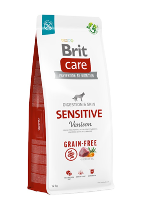 BRIT CARE Grain-free Sensitive Venison 12kg + BRIT CARE Dog Dental Stick Mobility -5% billiger!!!