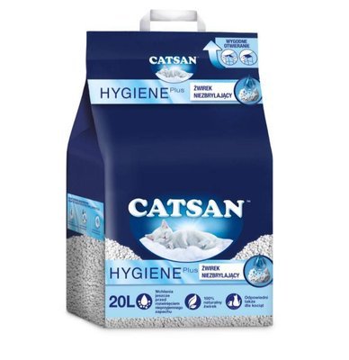 CATSAN Hygiene Plus 20l - natürliche Katzenstreu +Trixie Streulöffel leicht -3% billiger