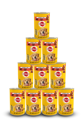 PEDIGREE Adult Dose 400g x 12- Nassfutter für Hunde mit Rindfleisch in Gelee