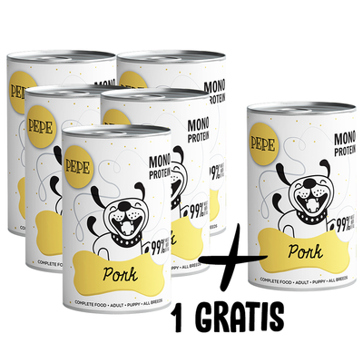PEPE MONO PROTEIN Pork (Schweinefleisch) 5x400g+1 GRATIS !!! 