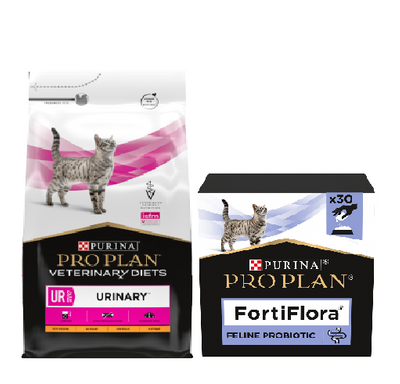 PURINA Veterinary PVD UR Urinary Cat 5kg + PURINA PVD FortiFlora 30 Beutel