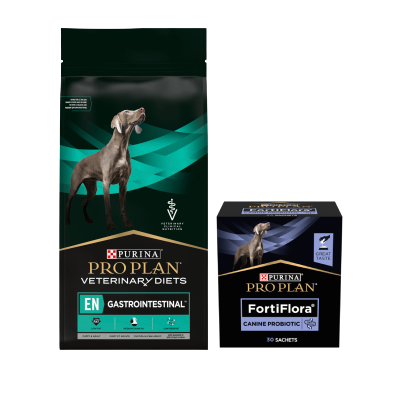 Purina Pro Plan Veterinary Diets Gastrointestinal 12kg + PURINA PVD FortiFlora Dog 30 Beutel