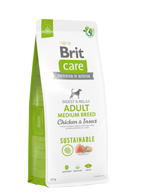 BRIT CARE Dog Sustainable Adult Medium Breed Chicken & Insect 2x12kg+2kg