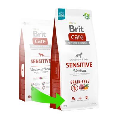 BRIT CARE Grain-free Sensitive Venison 12kg + BRIT CARE Dog Dental Stick Mobility -5% billiger!!!