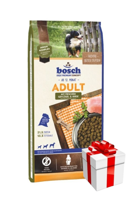 Bosch Adult Poultry & Millet, Geflügel und Hirse (neues Rezept) 15kg +Überraschung für den Hund