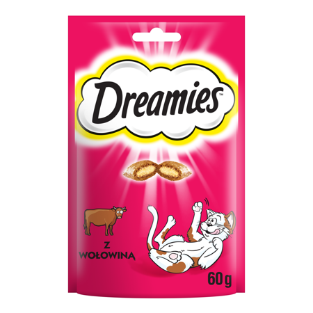 DREAMIES 60g - eine Delikatesse für eine Katze mit leckerem Rindfleisch