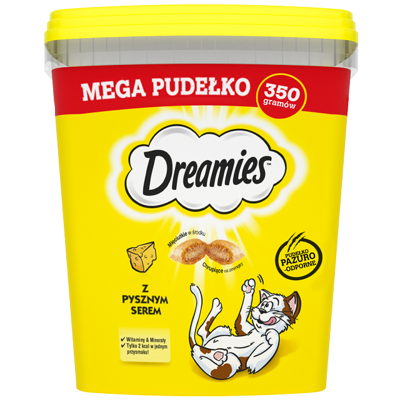 DREAMIES Mega Box 350 g - Ergänzungsfuttermittel für ausgewachsene Katzen, mit leckerem Käse