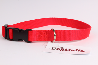 DogStuffs Halsband mit Kunststoffschnalle 15mm/24-40cm rot