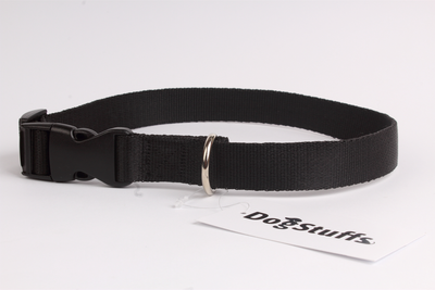 DogStuffs Halsband mit Kunststoffschnalle 20mm/30-55cm schwarz