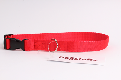 DogStuffs Halsband mit Kunststoffschnalle 25mm/34-60cm rot