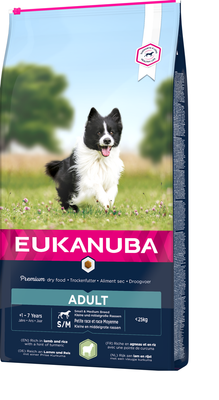EUKANUBA Adult Small&Medium Breed Rich In Lamb & Rice 12kg + 2kg