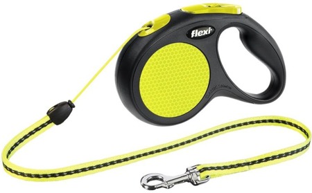 FLEXI New Neon Seil-Leine schwarz/neongelb S-5m, für Hunde bis 12 kg