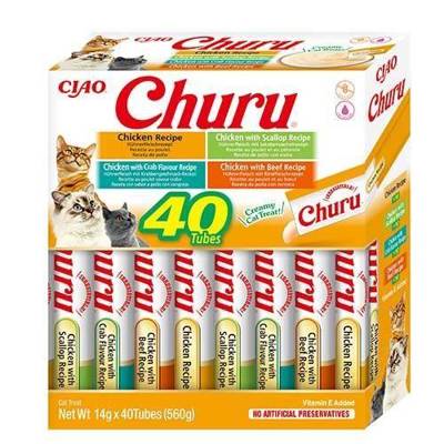 INABA Churu für Katzen - gemischte Geschmacksrichtungen mit Huhn 40x14g
