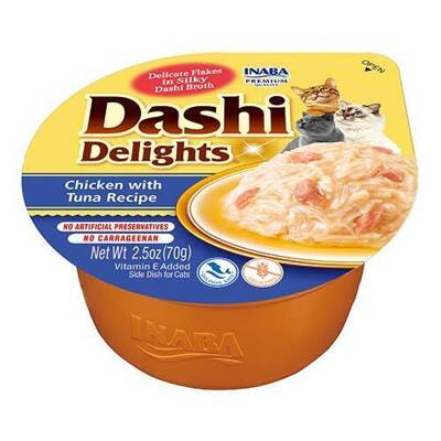 Inaba DASHI Ergänzungsfuttermittel für Katzen - Brühe mit Huhn- und Thunfischgeschmack 70 g 