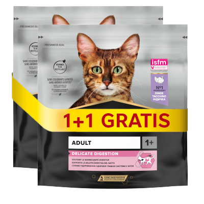 PRO PLAN Delicate Digestion Katzenfutter mit Truthahn 400+400g FREE
