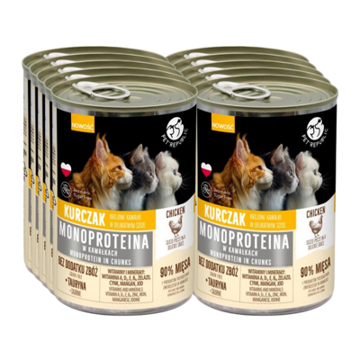 PetRepublic Huhn-Monoproteinfutter für Katzen, Stücke in Sauce 10x400g