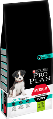 Purina Pro Plan Medium Puppy Sensitive Optidigest, Lamm und Reis 12kg + Überraschung für den Hund