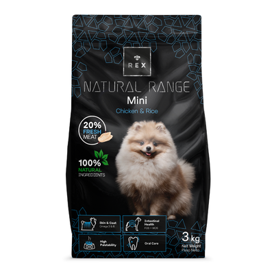 Rex Natural Range Mini Chicken & Rice 3kg + Überraschung für den Hund