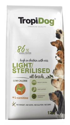 TROPIDOG Premium leicht/sterilisiert 12kg + Überraschung für den Hund