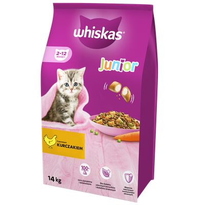 WHISKAS Junior Chicken Huhn 14kg + Überraschung für die Katze
